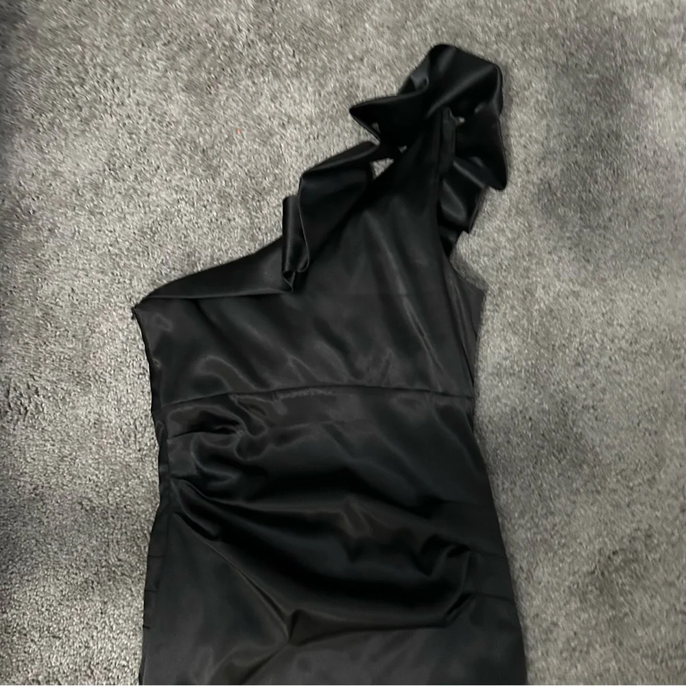 Taboo Black One Shoulder Satin Dress Ruched Cocktail Party Coquette Y2K 6 - Picture 5 of 11